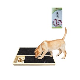 verdawave Dog Nail Scratch Pad with Treat Box & Pet Nail Clipper - Durable Portable Dog Scratch Filing Pad for Nails All Dogs, Wooden Nail Scratch Board for Indoor/Outdoor Training (Update)