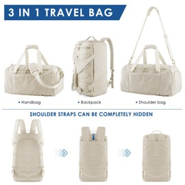 ETRONIK 3-In-1 Gym Bag for Women, 40L Travel Duffel Bag with Shoe Laptop Compartment, Carry On Weekender Bag with Wet Pocket, Workout Overnight Backpack for Gym, Travel, Weekend, Beige