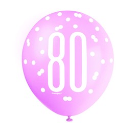 Vibrant 80th Glitz Petal Pink, Spring Lavender & White Latex Balloons (30cm) - Perfect for Birthday, Party Decor & More - 6ct
