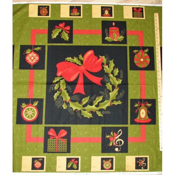 Moda Fabrics Delightful December Christmas Wreath Moda Fabric 1 Yard