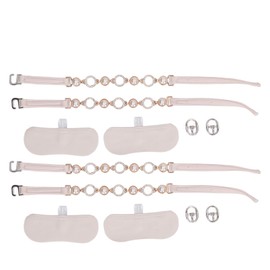 2 Pairs Faux Pearl Matte Beige High Heeled Shoes Straps Rhinestone Loose High Heels Ankle Straps for Women