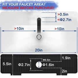 Kitchen Sink Splash Guard, 20 inch Silicone Faucet Guard & Draining Mat, 10° Large Slope Sink Faucet Mat Splash Guard, Bathroom Sink Organizer, Kitchen Sink Accessories Gadgets, 20 x 5.5”, Black