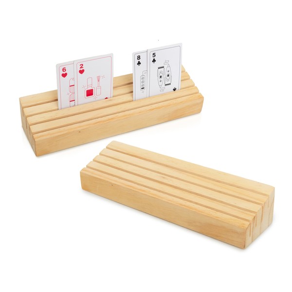 Set of 2 Wooden Playing Card Holders - 4 Tier
