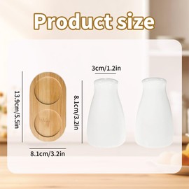 2PCS Ceramic Salt and Pepper Shakers Set, with Wooden Tray, for Farmhouse Kitchen Table, 85ml/8.5x3x5cm