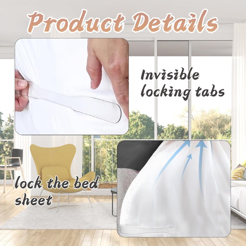 Sheet Holders for Bedding, Bed Sheet Holder with Lock Strips,