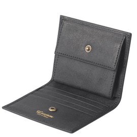 Lautem Pueblo Bifold Wallet, Men's, Mini Wallet, Small, Thin, Compact, Bifold Ladies, Italian Leather, Pueblo Genuine Leather, Compact Wallet, Pueblo Leather, Black