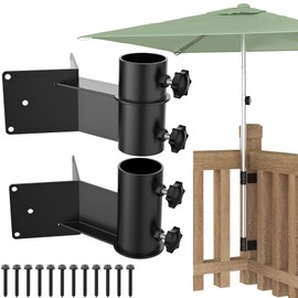 woiron Patio Umbrella Holder Corner Mount, Stainless Steel Umbrella Deck Mount, Umbrella Base Parasol Holder Sun Umbrella Clamp Mount/Bracket for Outdoor Deck Railing Umbrella Holder