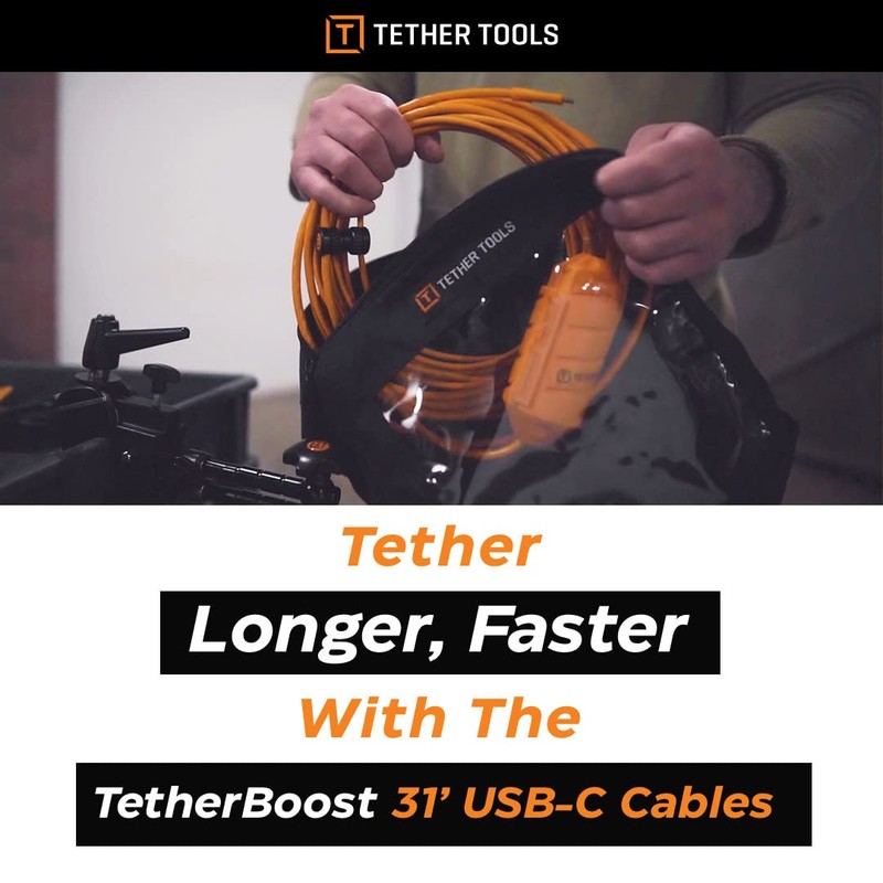 Tether Tools TetherBoost Pro 31' USB-C to Micro-B Cable, Orange