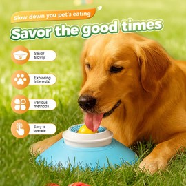 Genérico Dog & Cat Lick Toy for Liquid Foods - Juguete de Lamer Lento con Bola Rodante, Base Antideslizante y Ventosa para Alimentos Húmedos, para Perros y Gatos (Blanco + Amarillo)