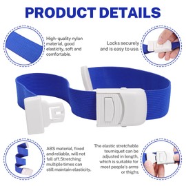 4 Pack Tourniquets for Blood Drawing，Elastic Tourniquet for Emergency First Aid, Quick-Application Buckle Design for One-Handed Use