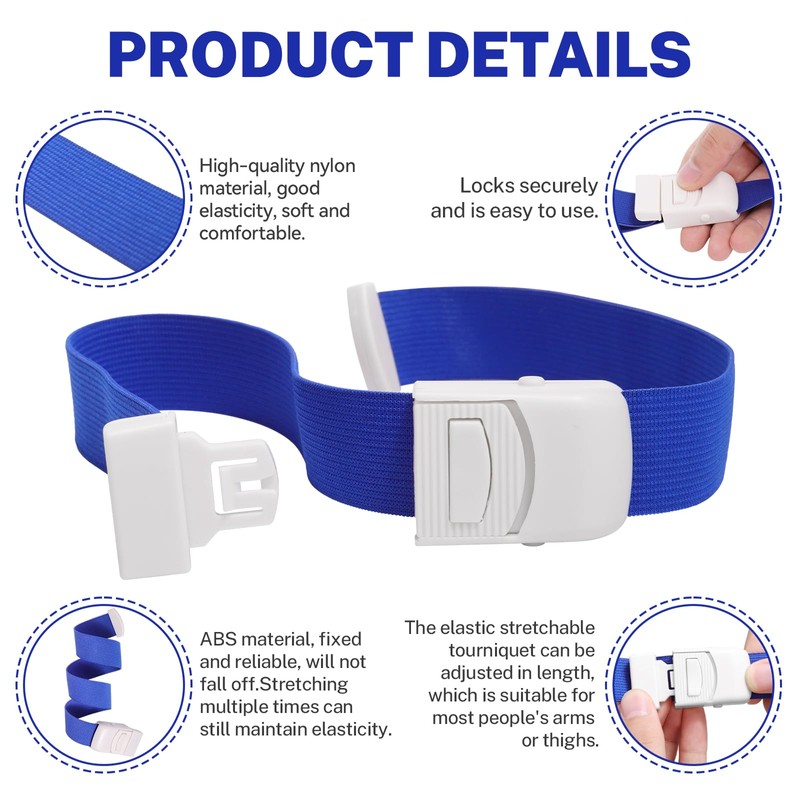4 Pack Tourniquets for Blood Drawing，Elastic Tourniquet for Emergency First