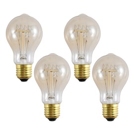 E26 40W Vintage Edison Bulb A19 Shape Retro Squirrel Cage Filament Bulb Antique Amber Decorative Tungsten Bulbs for Table Lamp Home Light Fixtures and Bar 2200K Warm Yellow, AC110V, Dimmable, 4 Pack