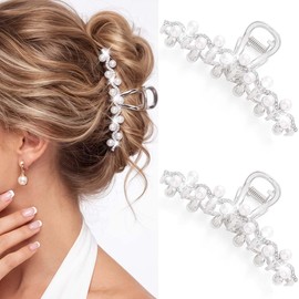 Pearl Claw Clips Fancy Hair Clips Silver Hair Accessories for Women