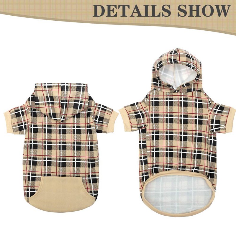 EXPAWLORER Plaid Dog Hoodie - British Style Plaid Pet Sweaters