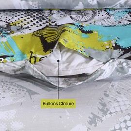 DTEX HOMES - 100% Cotton Kids Childrens Bedding Set Reversible Duvet Cover With Pillowcases and Matching Fitted Sheet (Urban Beats, Toodler Complete Set)