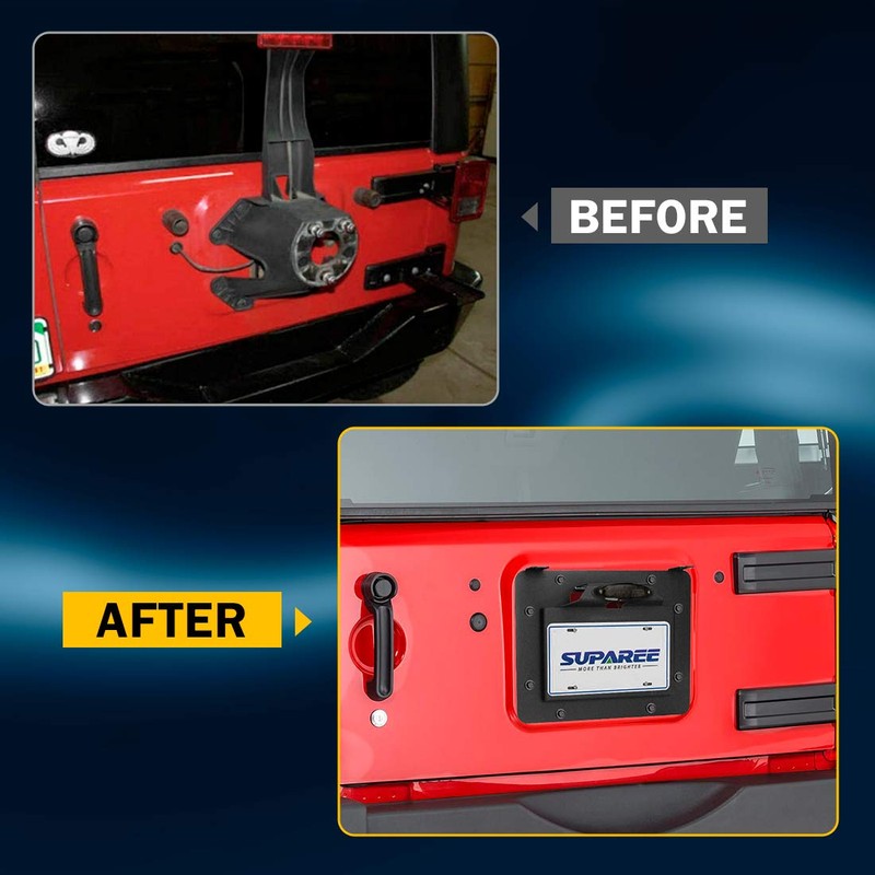 SUPAREE Spare Tire Delete License Plate Relocation Kit w/Plate Illuminate