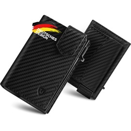 LORZOR Card Case with XXL Coin Compartment for 10+ Coins, Slim Wallet with Magnetic Closure, Men's RFID Protection, Small Wallet, Men's Wallet for 10 Cards, carbon, Modern