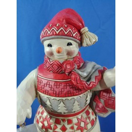 Jim Shore Snowman w/Lantern Cozy Nordic Christmas Figurine 6009501 8.66" Tall