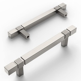 Amerdeco 10 Pack Brushed Satin Nickel Kitchen Cabinet Pulls 3-3/4 Inch Hole Centers Cabinet Hardware Kitchen Handles for Cabinets Cupboard Handles Drawer Pulls T Bar ZH0021