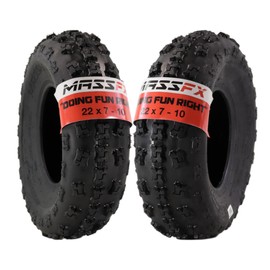 MASSFX 22x7-10 Front Tire - 4 Ply Durable All-Terrain ATV/UTV Tire with 1/2" Tread Depth, Heavy-Duty Construction, and Superior Traction for Mud, Sand, Dirt, and Trail Riding (22x7x10) (2 Pack)