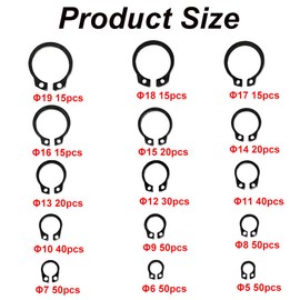 480 Stück Beibehalten Ringe Snap, Circlips Set, Externer Stützrin Sortimentssatz, C-Clips, Circlips Schnappen Waschmaschine Split Schnalle Unterlegscheiben
