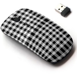 mouse inalámbrico 2.4G con bonito diseño de patrón para todas las computadoras portátiles y computadoras de computadora con nano receptor - Gingham