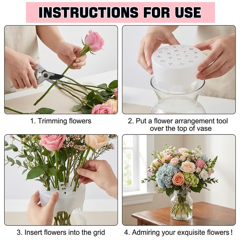 3 PCS Reusable Silicone Flower Arranging Grid Water Proof (Blue,Pink,White)