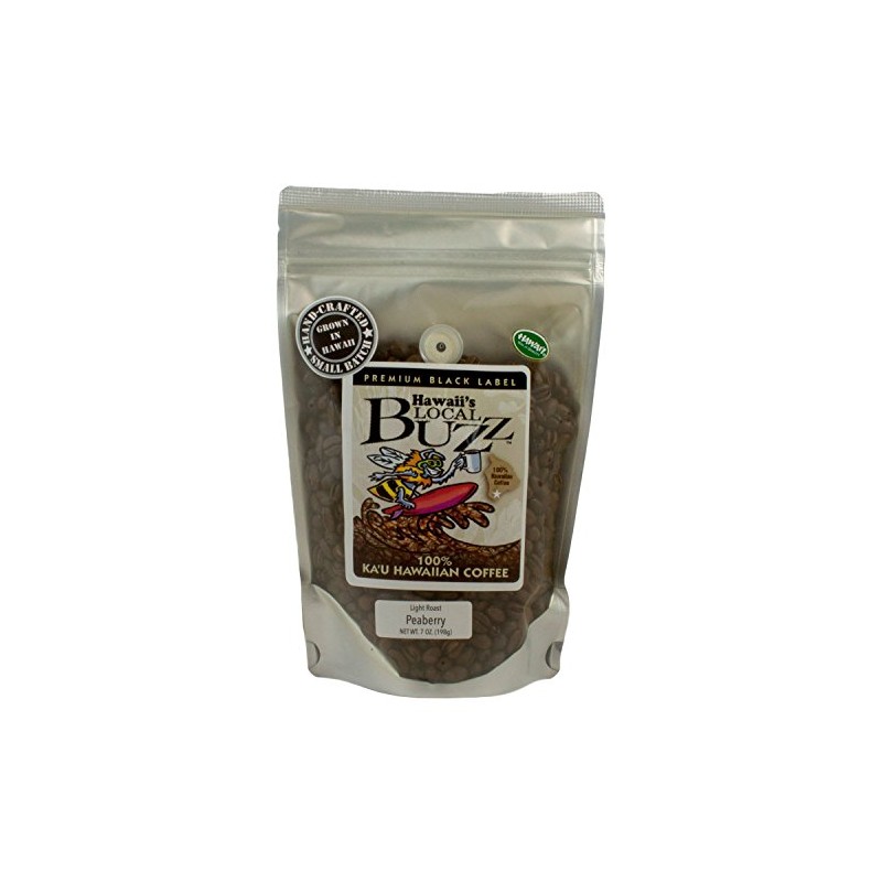 Hawaii's Local Buzz Premium Black Label Peaberry, Light Roast, 7