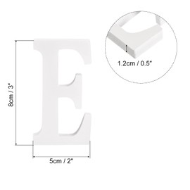 sourcing map White Wooden Letters 3 Inch Wooden Letters for Wall Decoration Decorative Stand Letters Discs Sign Decoration for Crafts DIY Party Projects (E)