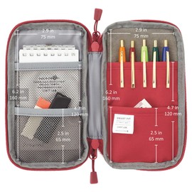 LIHITLAB Compact Pen Case (Pencil Case), Water & Stain Repellent,3.5" x 6.5'', Red (A7687-3)