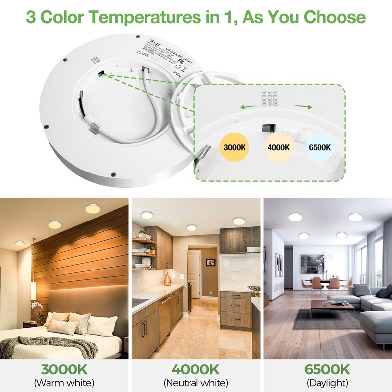 zemty 2 pieces/3 colours 3000/4000/6500 K LED ceiling light, flat,
