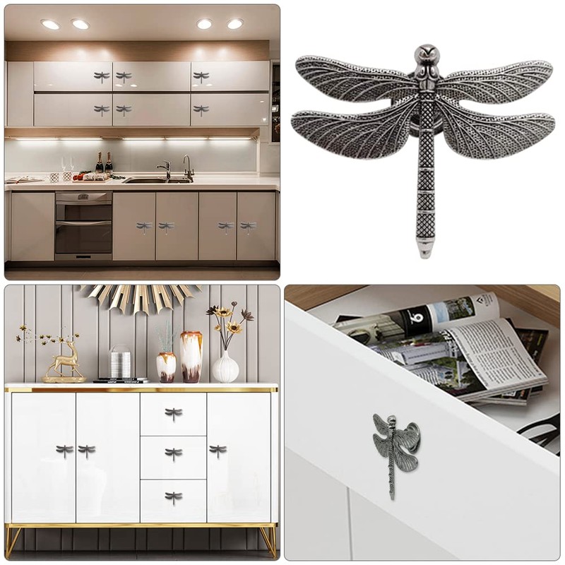 6 Pcs Dragonfly Cabinet Handles, Animal Cabinets Knobs, Drawer Knob,
