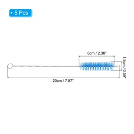 PATIKIL 8"x9/16" Long Straw Brush, 5Pcs Drinking Straw Cleaning Brush Nylon Pipe Tube Cleaner Brush for Cleaning Straws Pot Spout, Blue