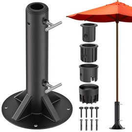 Dolibest Heavy Duty Deck Mount Umbrella Holder with Plastic Sleeve, Fully Welded Steel Patio Umbrella Base up to 2'' Poles, Outdoor Umbrella Stand for Patio Table, Balcony, Decks, Docks (Enhanced)