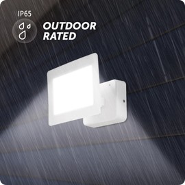 GLOBE Electric 50W White Super Bright 6000 Lumens Hardwired Automatic Dusk to Dawn Outdoor Integrated LED Flood Light Security Light, Spotlight, Outside House Lights