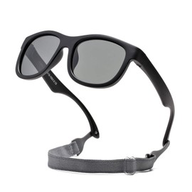 Hycredi Flexible Polarized Sunglasses with Strap for Baby Age 0-2 Years (Black/Grey)