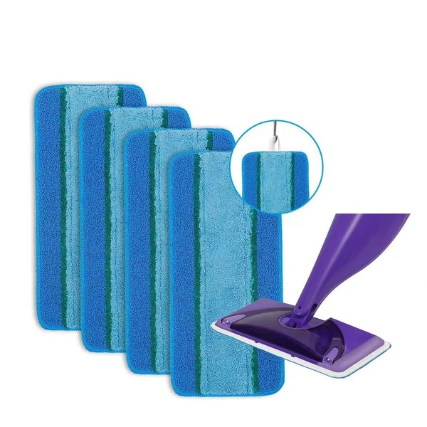 4 Pack Reusable Mop Refill Pad Compatible for Swiffer Wet