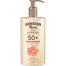 Hawaiian Tropic Silk Hydration Sunscreen Lotion SPF50+ 400ml, 12-Moisture, Non-greasy, 4-Hour Water Resistant