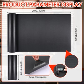 Nuogo Tool Box Liner 1/8 Inch Thick x 16 Inch Wide x 24 Ft Long Tool Box Drawer Liner Non Slip Tools Chest Cabinet Workbench Mat Black Heavy Duty Rubber Shelf Liner for Home Office Workplace