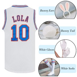 Men's Basketball Jersey Lola #10 Space Movie Jersey 90S Hip Hop Clothing Shirt for Party (#10 White, X-Large)