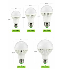 AGIPS Wide Voltage Lights 5pcs AC85-265V Smart Sound Voice Activated Light Sensor Bombillas LED Bulb E27 3W 5W 7W 9W 12W Induction lamp Stair Hallway Light YZ Household Bulbs (Emitting Color : 9W)