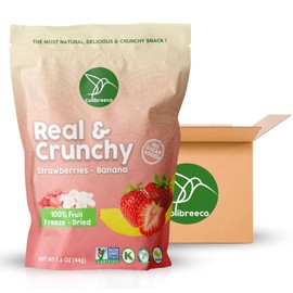 Colibreeco, Freeze-Dried Fruit, Mix Strawberry & Banana, 1.6 Ounce (Pack of 8), Real and Crunchy, Non-GMO, Kosher and Vegan, 100% Fruit, No Sugar Added, Excellent for Healthy Snacks and Gluten Free.