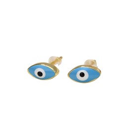 Small Evil Eye Stud Earrings for Women Dainty Enamel Eye Mini Earrings Protection Jewelry (Light blue)