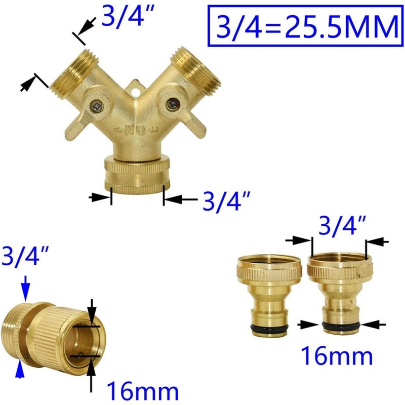 Pipe Fittings Brass 3/4" Threaded Y Irrigation Valve Manifold 5/8"