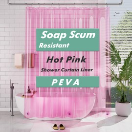 AmazerBath AmazerBath 72x78 Long Shower Curtain Liner, Clear Pink Plastic Shower Curtain Liner, Waterproof PEVA Shower Liner, Cute Lightweight Shower Curtains for Bathroom with 3 Magnets & 12 Rustproof Grommets