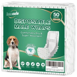 IMMCUTE Dog Diapers Male Small 50 Ct, Male Dog Diapers Disposable with Wetness Indicator, Adjustable Puppy Diapers Male, Flashdry Gel Technology, Male Dog Wraps for Incontinence & Marking