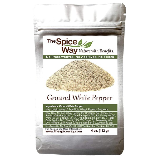 The Spice Way Ground White Pepper - | 4 oz | pure pepper powder