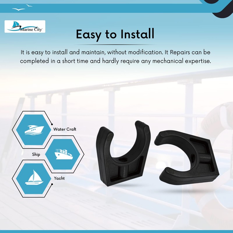 Marine City Black Nylon Best Grip Storage Boat Clips Light