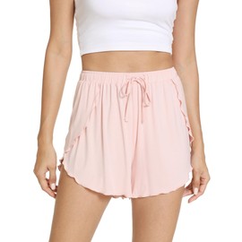 WiWi Women's Pajama Shorts Loose Comfy Pajamas Bottoms Lightweight Viscose from Bamboo Sleepwear S-XXL, B-pale Pink, Medium