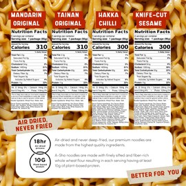 A-Sha Healthy Asian Instant Noodles with Sauce Pack | Best Sellers Variety Bundle | Vegan, Air Dried, High Protein | Great For Ramen, Stir Fry, Wok | 4 Flavors, 19 Packs